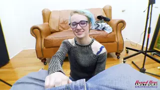 Petite Blonde Coed Rides Toy Then Swallows Cum