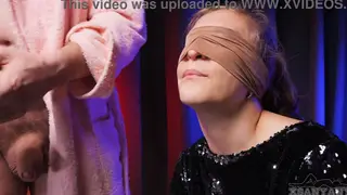 Blindfolded MILF Tricked into Deepthroating Her Stepbrother