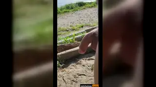 Mature Hunk Shows Off Massive Soft Cock on Beach
