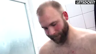 Blonde European Shares Stepbrother in Shower Threesome