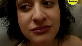Hairy Brunette MILF Takes Facial From Boyfriend