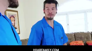 Hijab Teen Handles Two Men in Oral Threesome