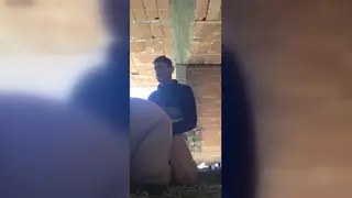 BBW Wife Takes Creampie Outdoors in Abandoned House