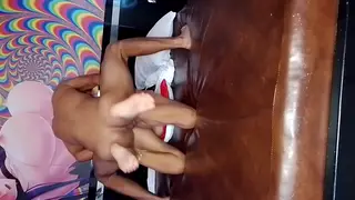 Curvy Latina MILF Takes Rimjob Then Rough Creampie Threesome