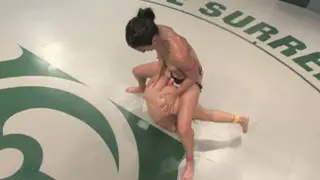 Curvy Lesbians Wrestle and Peg Each Other Hard