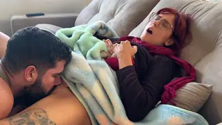 Redhead Latina Caught Masturbating Gets Finished by Older Lover