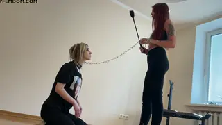 European Mistress Trains Teen Sub in Lesbian Femdom Pet Play