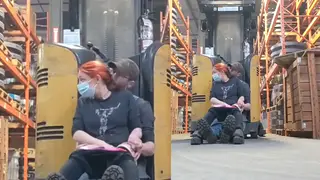 Petite MILF Bent Over a Reach Truck by Her Boss