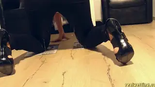 Ebony Woman Pisses in Black Jeans Indoors