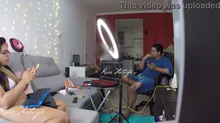 Busty Brunette Teases Technician While Husband Watches