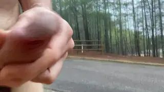 Outdoor Blowjob Ends With Deep Throat Finish