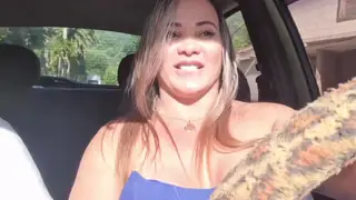 Busty Blonde Latina Rides Her Driver in a Moving Car