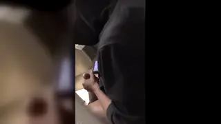 Interracial Bathroom Handjob Caught in the Act