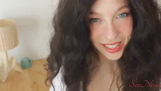 Brunette Tests Sex Doll Then Takes Creampie in POV