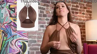 Brunette Teases in Fishnet Dress During Living Room Shoot