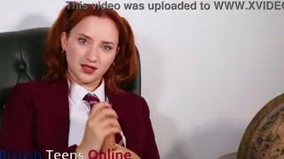 Curvy Student in Uniform Teases POV Handjob