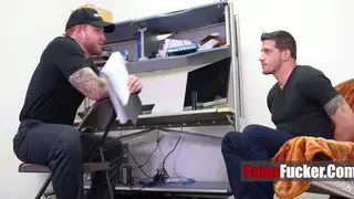 Muscular Man Seduces Officer Into Desk Encounter