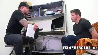 Shoplifter Caught and Bent Over a Desk by Uniformed Officer