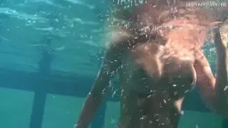 Blonde Teen Teases in Lingerie Under the Shower and Poolside