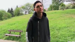Muscular European Stud Rims Partner Outdoors Before Spanking