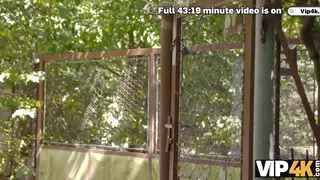 Busty Blonde MILF Cheats Outdoors While Partner Watches
