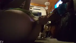 Cross-Dressed Solo Plays With Toy in Lingerie