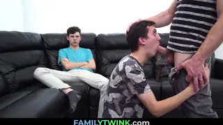 Three Twinks Bareback in Step Family Threesome