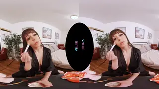 Brunette Rides and Grinds in a VR Valentine Fantasy