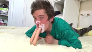 Solo Fetish Session Ends with Cum on Lips