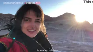 Brunette Latina Gives Deep Blowjob and Rides Outdoors in Desert Bus