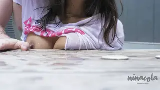Busty Asian Takes a Stranger Outdoors by the Pool