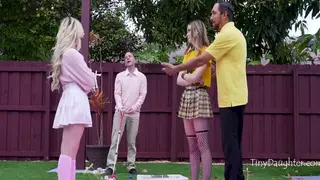 Petite Teens Swap Stepdads in Group Session
