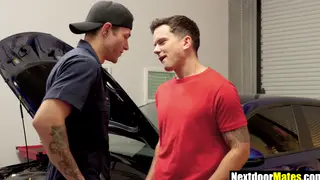 Mechanic Delivers Blowjob and Rimming in Garage