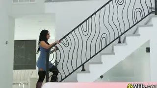 Busty Stepmom Joins Girlfriend for a Shared Blowjob
