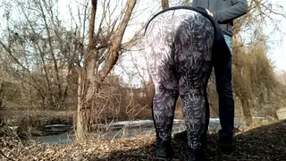 BBW Stepmom Pisses and Fucks Stepson Doggystyle Outdoors