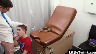 Older Doctor Uses Toys on Muscular Patient in Office