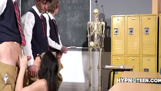 European Teacher Overwhelmed By Student Gangbang