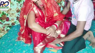 Indian Bride in Red Saree Pleases Her Husband