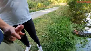 Busty European MILF Gives POV Handjob and Blowjob in Forest