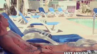 Muscular Stranger Seduced Into Bareback Poolside Encounter
