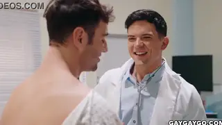 Asian Doctor Examines Hairy Patient in Hospital Office