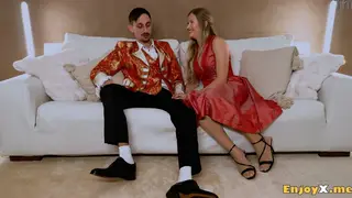 Blonde Bombshell Delivers a Titjob and Blowjob Combo