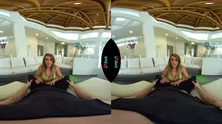 Petite Blonde Instructor Swallows Every Drop in VR POV