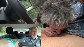 Mature European Wife Sucks and Rides in a Moving Car