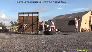 Military Studs Swap Blowjobs Outdoors in Uniform
