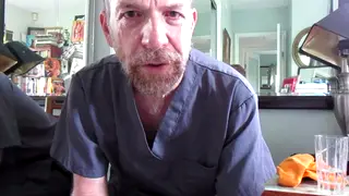 Hairy Bear Doctor Examines Mature Patient In POV