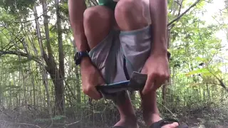 Muscular Twink Strokes His Cock Outdoors to Cumshot