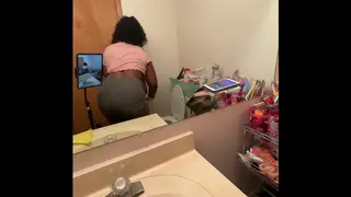 Ebony BBW Maid Shakes Heavy Curves in Revealing Uniform
