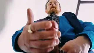 Mature European Stud Strokes His Uncut Cock to Climax