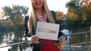 Blonde European Rides Outdoors Before Hotel Facial